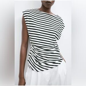 H&M Pleated Striped Top